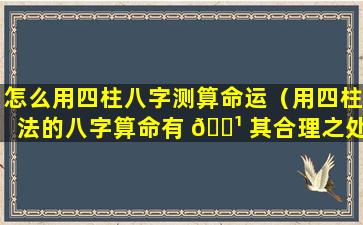 怎么用四柱八字测算命运（用四柱法的八字算命有 🌹 其合理之处是可信的）